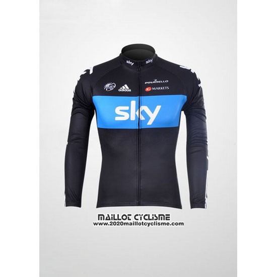 2012 Maillot Ciclismo Sky Noir et Azur Manches Longues et Cuissard